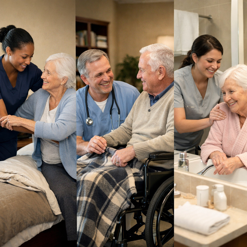 Senior Care Team Attending to Residents
