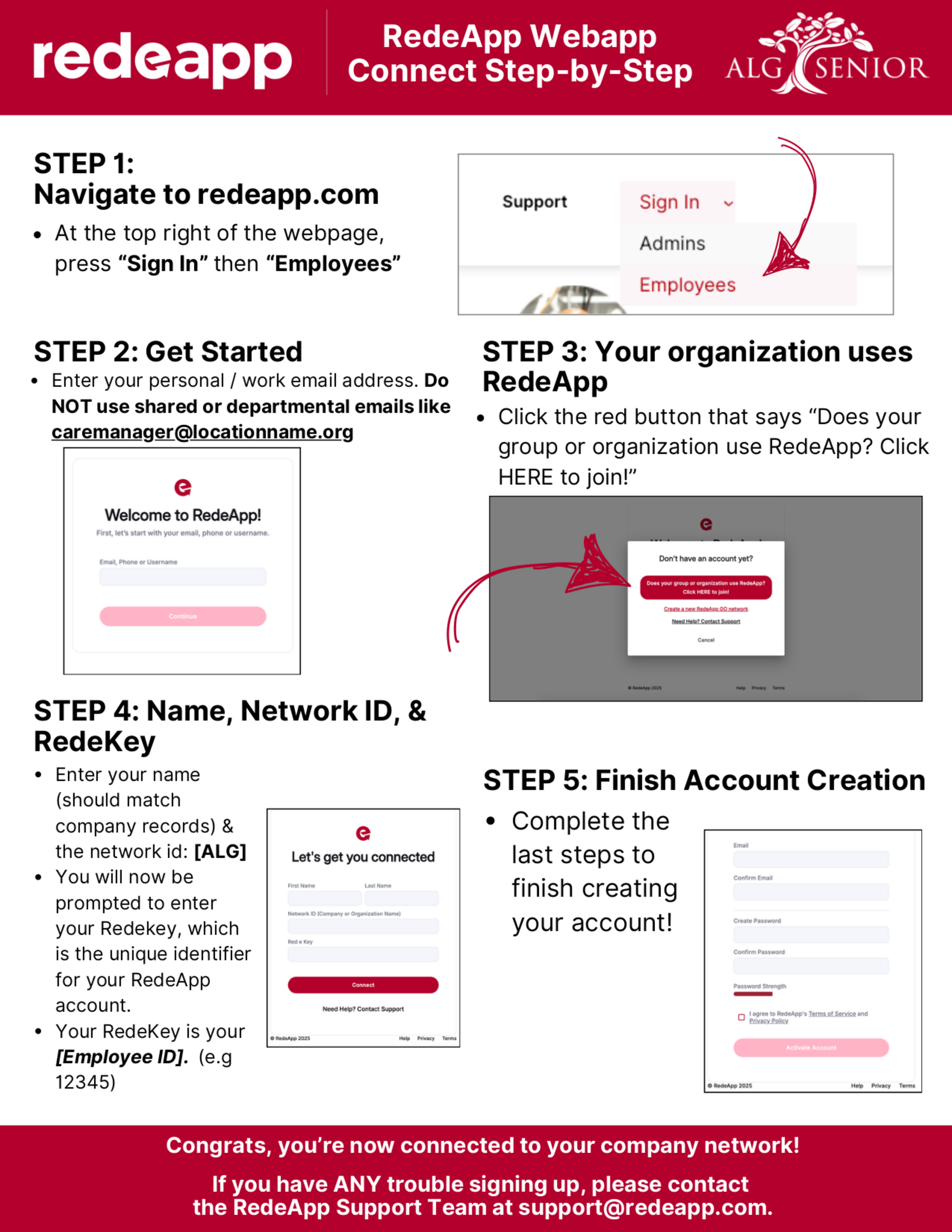 Manual web app connect: step-by-step instructions for the ALG team
