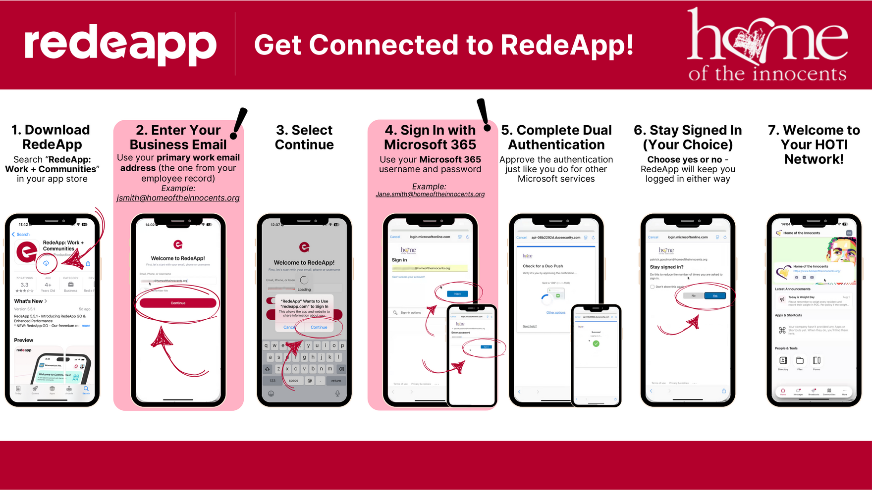 Get connected to RedeApp with Microsoft 365 single sign-on: step-by-step instructions for the Home of the Innocents team