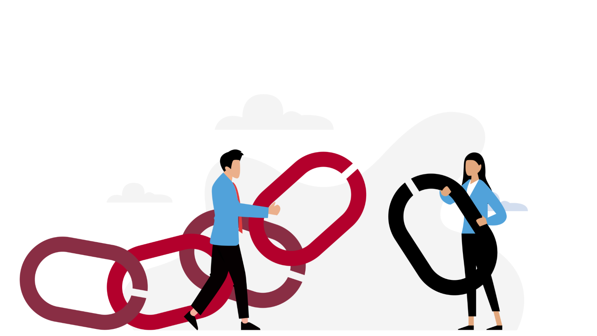 workers holding chain links for connections